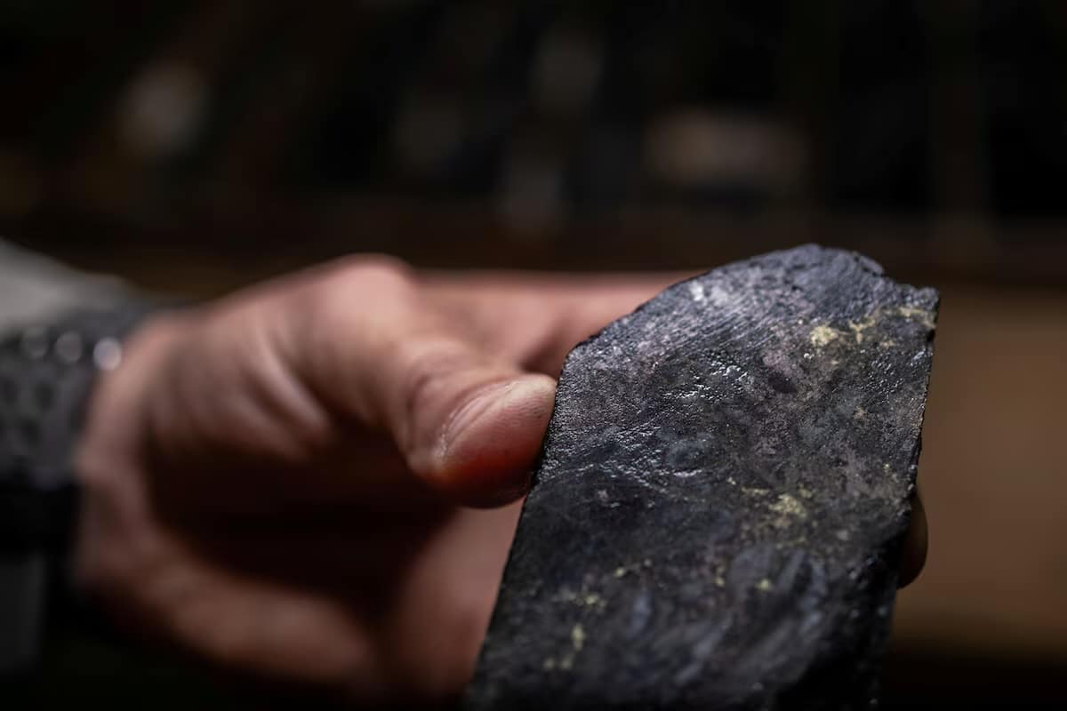 A sample of rock drilled at a cobalt mining site.