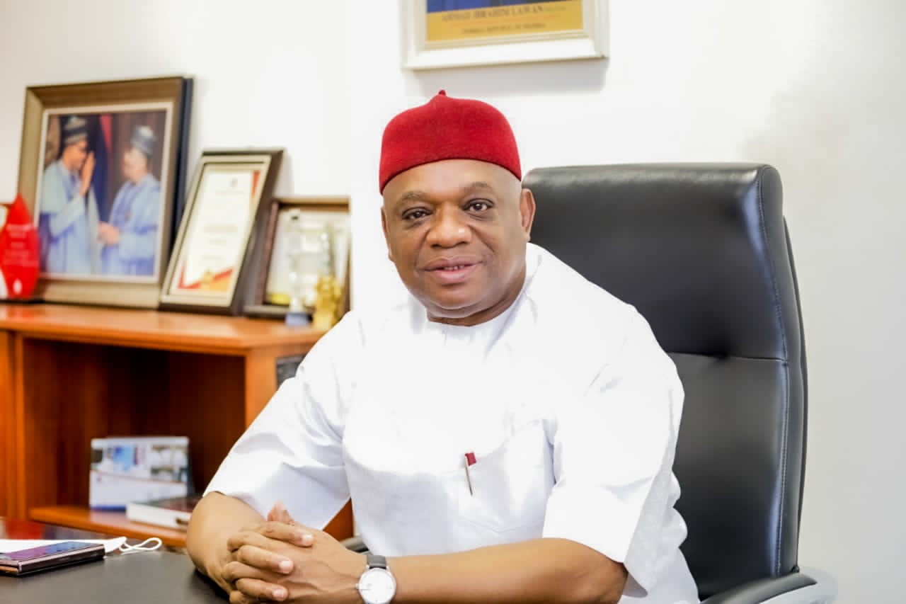 Nigerian senior lawmaker, Orji Kalu, at his office