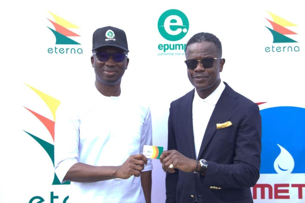 L-R: Olayide Folorunso, Managing Director of Fuelmetrics Limited; Eterna Plc. Managing Director/CEO, Olumide Adeosun